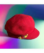 Vintage Betmar New York Red Cloche Ladies Hat Cap Red Gold Rhinestone Trim - $712.07 MXN