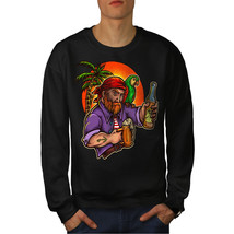 Wellcoda Pirate With Beer Mens Sweatshirt, Sailor Casual Pullover Jumper - £24.19 GBP+