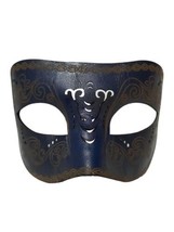 Navy Leather Laser Cut Venetian Masquerade Dance Western Mask - £9.48 GBP