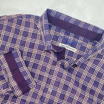 Visconti Black Mens 3XL Shirt Purple Plaid Modal Cotton Button Down Flip... - $45.55