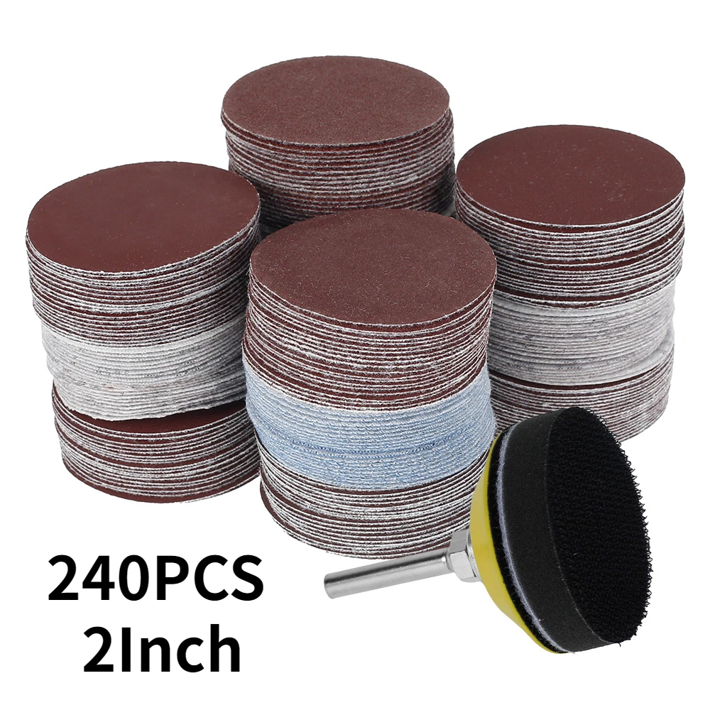 240Pcs 2Inch 50mm Sanding Discs Paper 60-3000 Grit Wet And Dry Floc Sandpaper Ro - £206.55 GBP