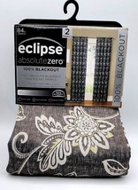 ECLIPSE Blackout AbsoluteZero Jacobean Gray-Paisley Print Curtain Panel Pair84&quot; - £19.95 GBP