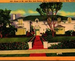 Home of Jack Benny &amp; Mary Livingston Beverly Hills CA UNP Linen Postcard... - $3.91
