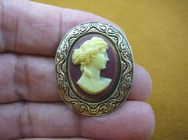 (CS96-2) ROMAN Lady hair part up burgundy ivory CAMEO Pin Pendant Jewelry brooch - £21.72 GBP