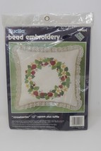 Bucilla Bead Embroidery Kit 12&quot; Strawberries Pillow #49464 SEALED - £11.29 GBP