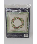 Bucilla Bead Embroidery Kit 12&quot; Strawberries Pillow #49464 SEALED - £11.25 GBP
