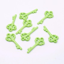 Heart Key Pendants Rainbow Skeleton Keys Green Acrylic Charms Love Jewelry 10pcs - £4.86 GBP