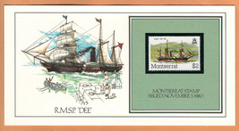 Montserrat Stamp 1980 On Card &quot; R.M.S.P. &quot;Dee &quot; &quot; Painting Basil Smith - £2.15 GBP