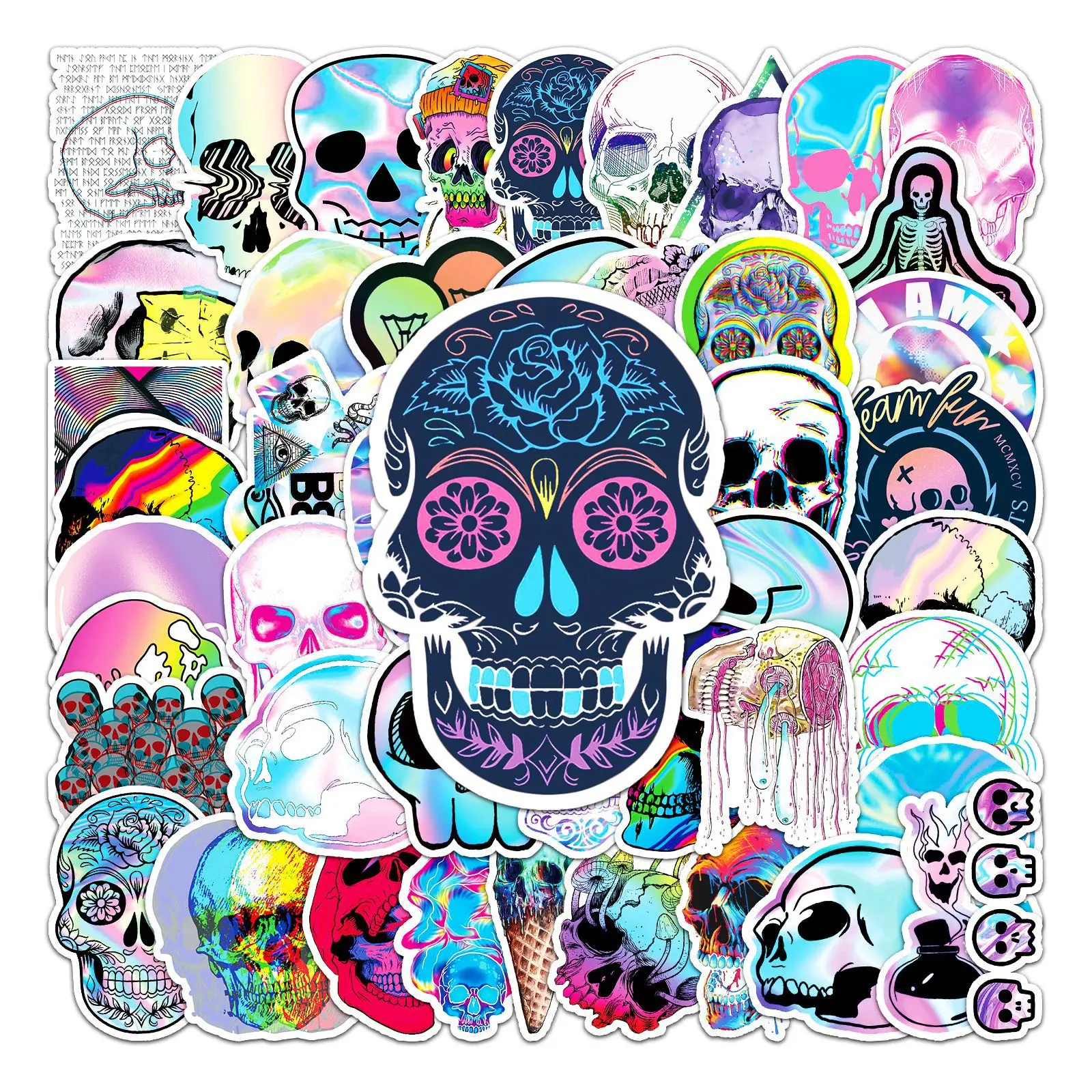 Play 10/30/50pcs Cartoon Holographic A Skull Stickers Scooter Luggage Computer T - £23.05 GBP
