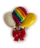 Vintage Floating Balloons Bouquet Brooch Pin Rainbow Yellow White Mylar ... - £5.23 GBP