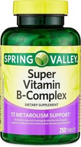 Spring Valley Super Vitamin B-Complex Tablets Dietary Supplement, 250 CountMetab - £31.85 GBP