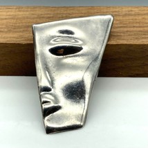 Vintage Taxco 925 Half Face Brooch, Abstract Modernist Sterling Silver Pin, Mexi - £81.20 GBP