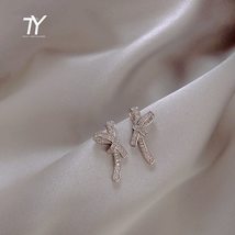 new inlaid zircon Bow Earrings Korean sexy women jewelry temperament Party Weddi - £9.82 GBP