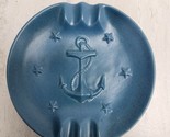 Vintage Chatham Pottery Blue Glazed Navy Anchor Ashtray - $26.99