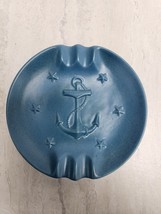 Vintage Chatham Pottery Blue Glazed Navy Anchor Ashtray - £21.10 GBP