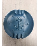 Vintage Chatham Pottery Blue Glazed Navy Anchor Ashtray - £21.52 GBP
