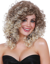 Dreamgirl Women&#39;s Long Curly Wig with Dark Roots, Multi, Adjustable - £76.64 GBP