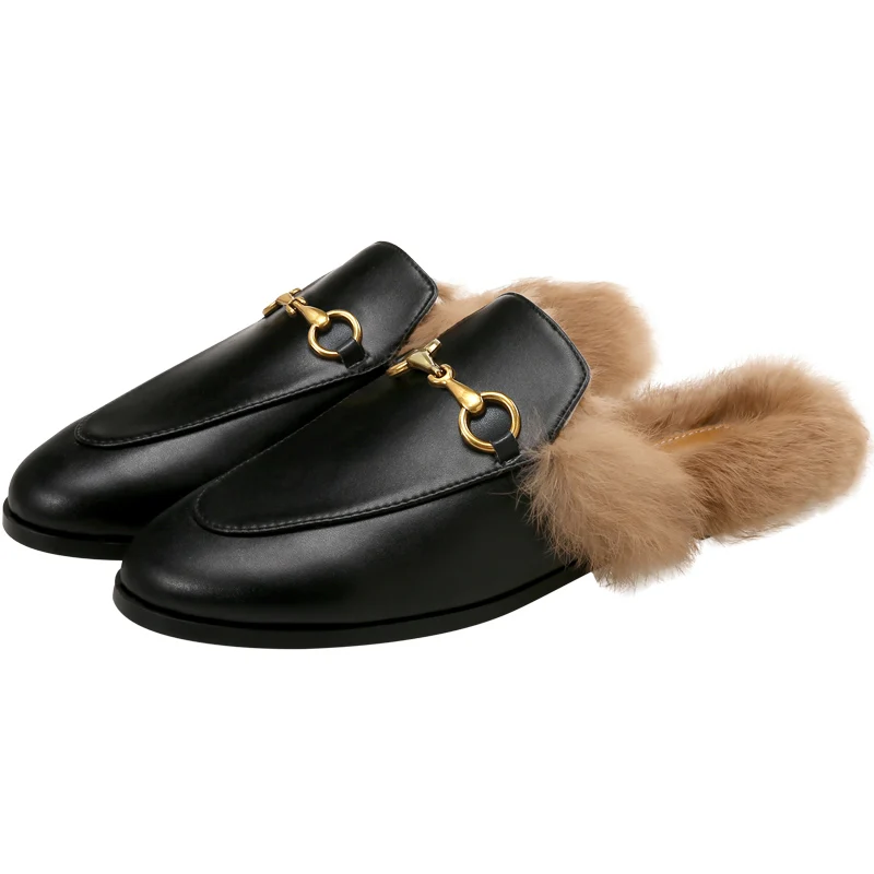 Hairy slippers women wear autumn and winter Muller shoes 2024 new net celebrity  - £213.56 GBP