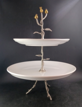 2-Tier Tidbit Tray By Pier One, Metal Birds On Tree : A+ Condition &amp; Selling OBO - £27.60 GBP