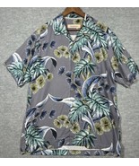 Tommy Bahama 100% Silk Hawaiian Grey Floral Tropical Mens Shirt Size M - $19.93