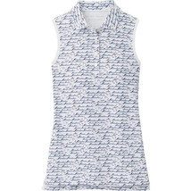 NWT PETER MILLAR BLUE BLACK WHITE Birdie Print Sleeveless Polo Golf Shirt - S image 2