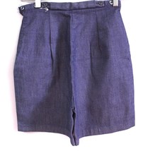 Retro 1950s vtg Carol Brent Shorts Women&#39;s High Waist  Side Zip 24 x 5&quot; Denim XS - $35.64