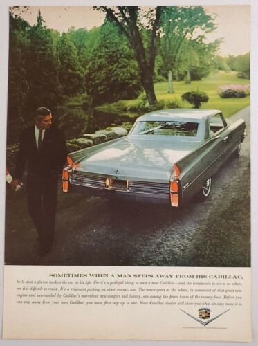 Primary image for 1963 Print Ad Cadillac 2-Door Man Admires New Car