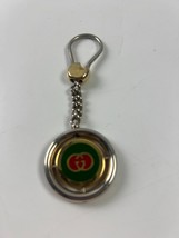 Old Gucci Keyring Keychain Charm Silver Tone Logo Green Vintage Authentic - €124,13 EUR