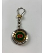 Old Gucci Keyring Keychain Charm Silver Tone Logo Green Vintage Authentic - $203.49 CAD
