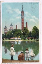 Michigan Postcard Detroit Waterworks Park Phostint Girls Playing - £3.05 GBP