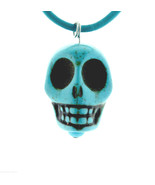 Dyed Howlite Day of Dead Skull Artisan Necklace Leather Cord Halloween M... - $19.59 CAD