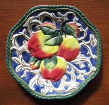 Fitz and Floyd Classics Florentine Fruit Apples Decorative Plate 3D Raised Motif - $15.20