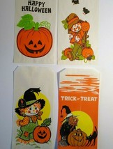 Halloween Candy Trick Or Treat Loot Bags Cute Scarecrows Witch Black Cat Lot 4 - £9.23 GBP