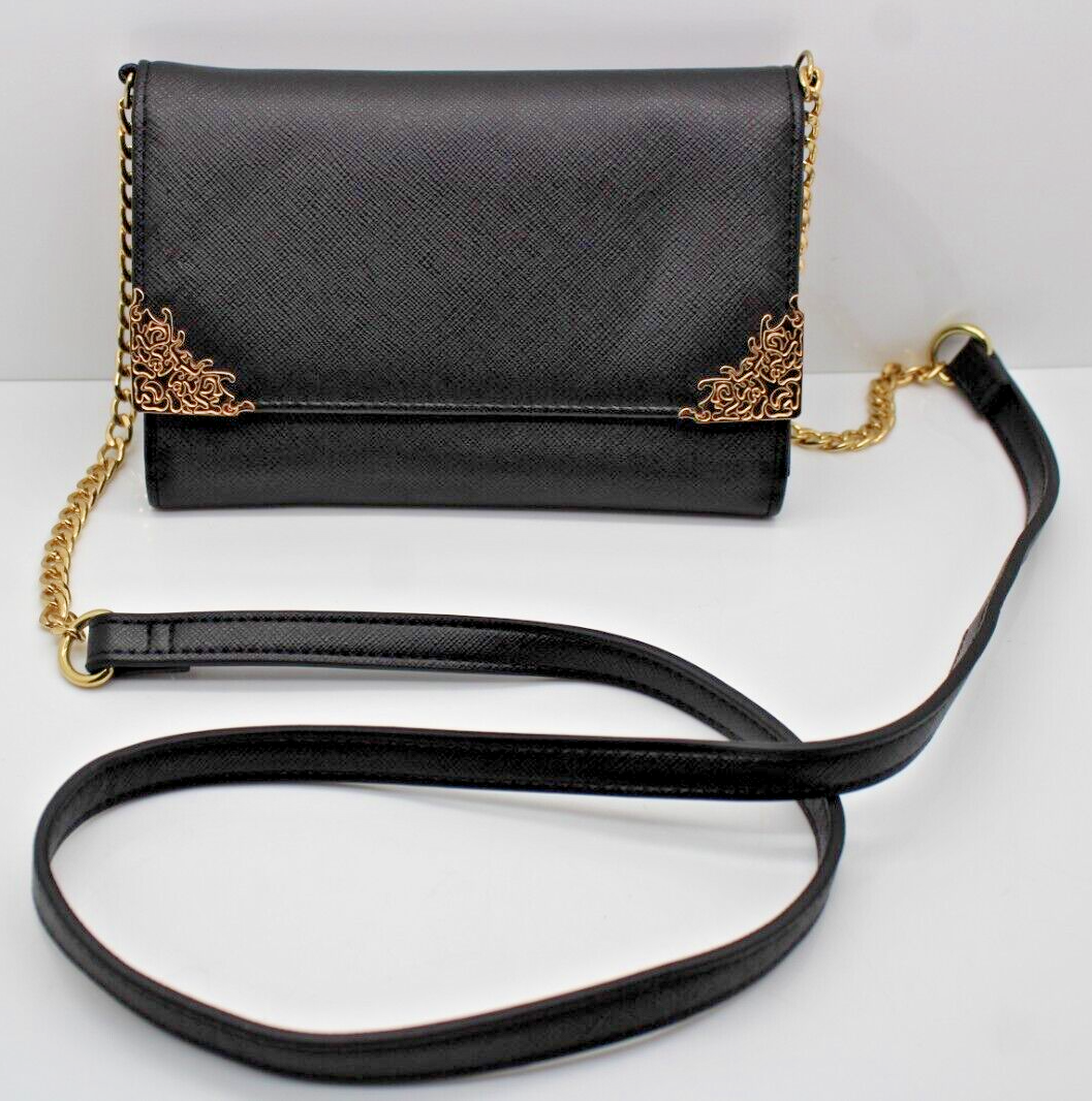 Women&#39;s LD Black Faux Leather Small Crossbody Evening Bag - $12.19