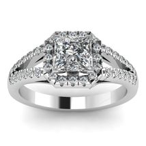 14K White Gold Over Princess Cut Diamond Women&#39;s Engagement Wedding Ring 1.60 Ct - £64.79 GBP