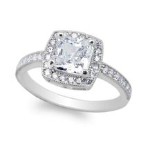 1.00 Ct Princess Cut Diamond Wedding Engagement Ring 14k White Gold Finish 925 - £70.00 GBP