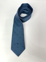 Dior Men&#39;s Vintage Tie Blue Geometric Dots Polyester Silk Necktie Red White - $42.73