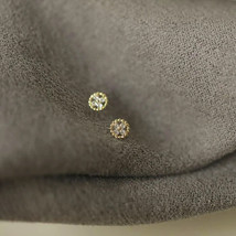 9ct Solid Gold Beaded Rose Stud Zirconia Earrings- 9K Au375, small, gift - £65.00 GBP