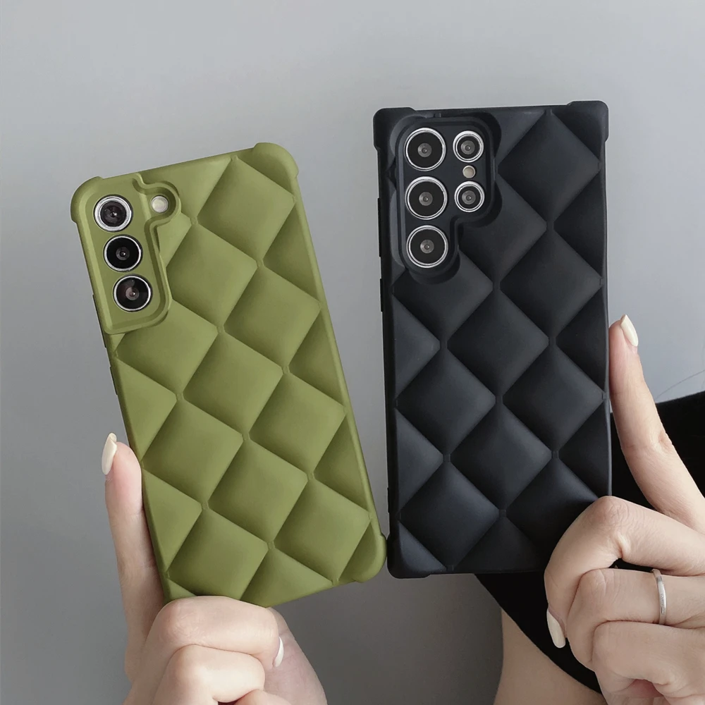 Sporting Luxury 3D Diamond Lattice Matte Soft Silicone Phone Case For A S22 Ultr - £24.04 GBP