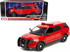 2015 Ford Police Interceptor Utility &quot;Fire Marshal&quot; Plain Red 1/18 Diecast Model - £63.89 GBP