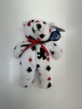 Planet Plush &quot;Chance&quot; The Las Vegas Bear by Sally Winey 1998 White Beanie #33860 - $6.77