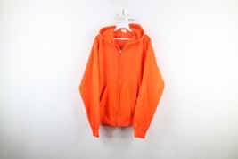 Vtg 80s Streetwear Mens Large Thrashed Blank Full Zip Hoodie Blaze Orange USA - £46.67 GBP