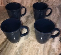 Royal Norfolk royal Blue Stoneware Coffee Mugs Dinnerware Cups-Set Of 4-... - $49.30