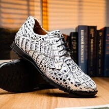 Kratos Genuine Caiman Crocodile Fashion Sneaker Newspaper Gray image 6
