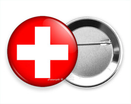 Flag Of Switzerland Swiss Cross Symbol Emblem Pin Pinback Button Badge Gift Idea - £9.81 GBP+