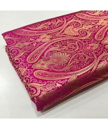 Hot Pink &amp; Gold Indian Brocade, Jacquard, Wedding Dress, Banarasi Fabric... - £5.89 GBP+
