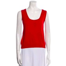 St. John Knit Wool Blend Scoop Neck Womens Sz L Coral Red Sleeveless Tank Top - £21.67 GBP