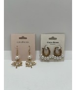 LOT of Coco Beau Accessories, Coral Dangling  Gold / Pearl Hoop Earrings - $367.32 MXN