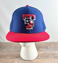 Texas Rangers New Era 5950 Fitted Baseball Hat Blue Red Size 7 5/8 - £23.80 GBP