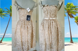 $6,000 OSCAR DE LA RENTA EXQUISITE SILK GOLD BEAD EMBROIDERY RUNWAY DRESS 6 - £783.21 GBP